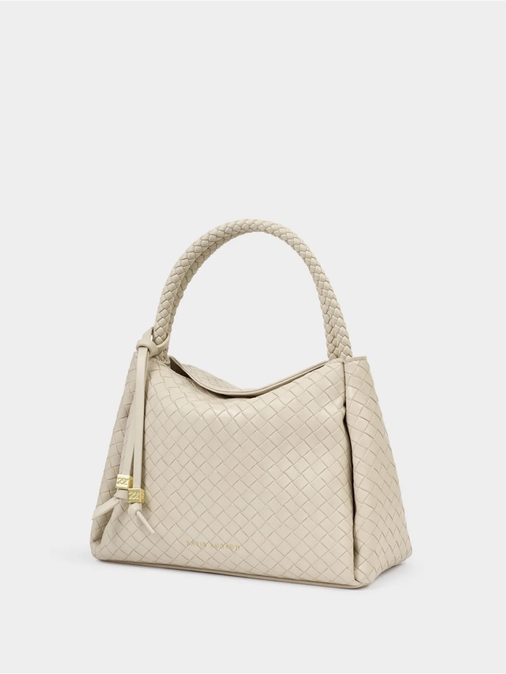 Braided Top-Handle Mini Bag in Cream